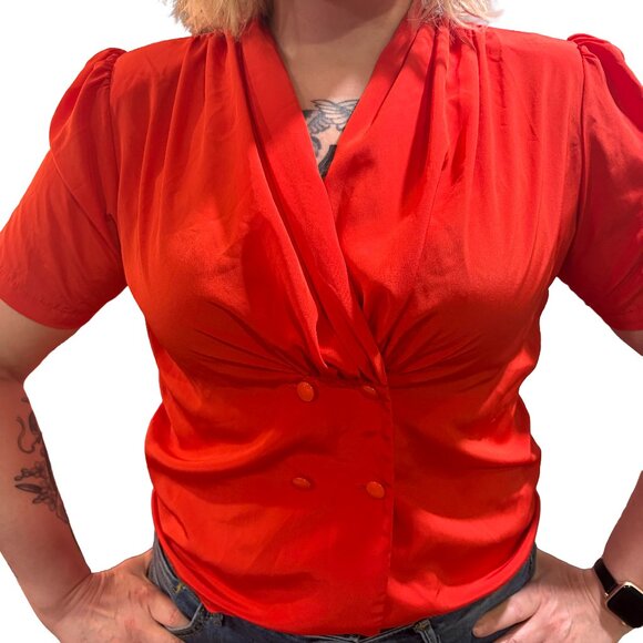 Candy Red vintage blouse L - Picture 4 of 5